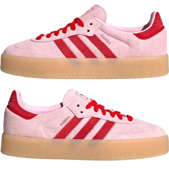 NWT: Adidas Sambae in Clear Pink and Scarlet Red - Picture 1 of 8